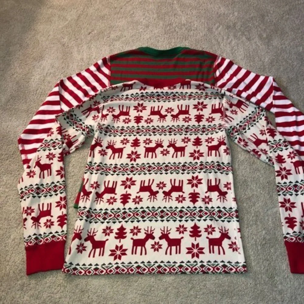 Hanna Andersson‎ Christmas Holiday Women’s XS Pajama Top Set Reindeer Striped